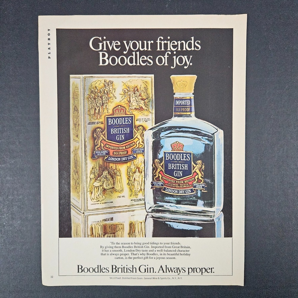 1982 Boodles British London Dry Gin Vintage Print Ad General Wine & Spirits Co